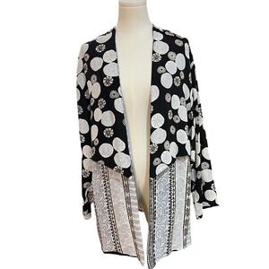 Vintage Laura Kieffer Art Print Drape Jacket Black White Boho Retro Medium